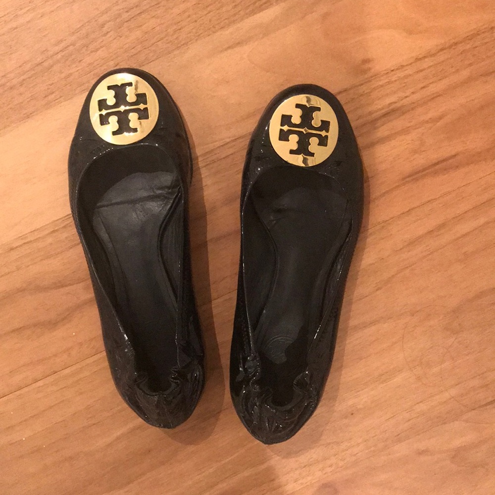 Tory Burch black patent leather flats
